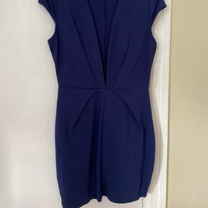 Deep-V Navy Bodycon Dress
